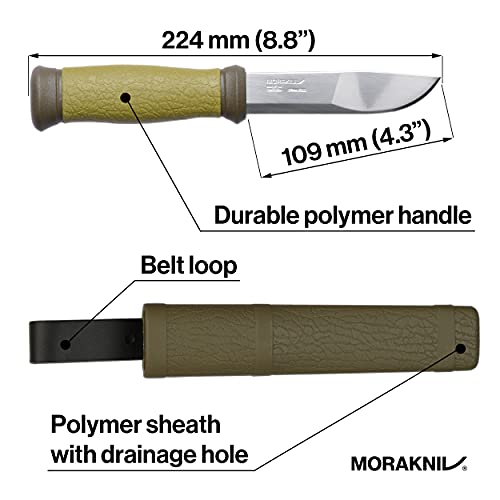 Morakniv M-10629 Green Mora Outdoor 2000 Fixed Blade Knife + Sheath