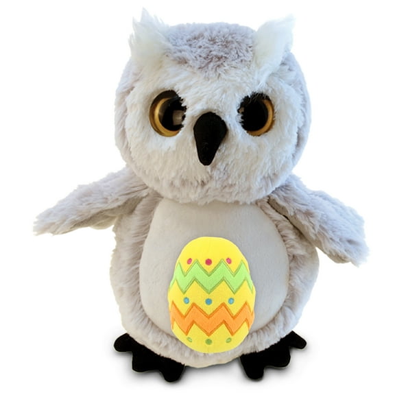 DolliBu Super Soft Big Eye Owl Bird with Yellow Easter Egg Plush - Perfect Wild Life Stuffed Animals for Easter Basket, Cute Easter Egg Stuffed Animal Spring Toys for Girls, Boy, Baby - 8.5 Inches