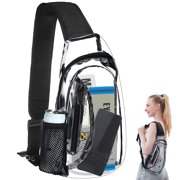 Tancuzo Clear Crossbody Shoulder Backpack,Stadium Approved Mini PVC Sling Bag,Transparent Casual Chest Daypack for Women & Men