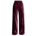 thumbnail image 6 of Ohufall Trendy Womens Pant Solid Satin High Waist Wide Leg Pants Button Zipper Pocket Daily Outfits, 6 of 6