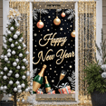 thumbnail image 6 of Gold Lettering Happy New Year Banner Black Background Festive Backdrop Champagne Bottle Design Gift Box Pattern Celebration Display for New Year Party Holiday Celebration Indoor Decoration, 6 of 9