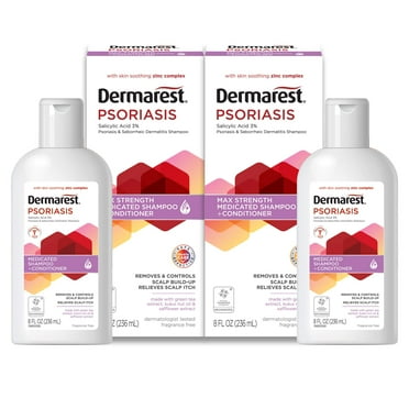 Dermarest Psoriasis Medicated Shampoo and Conditioner, Unscented, Dermatologist Tested, 8 ounces, (Pack of 2) C29
