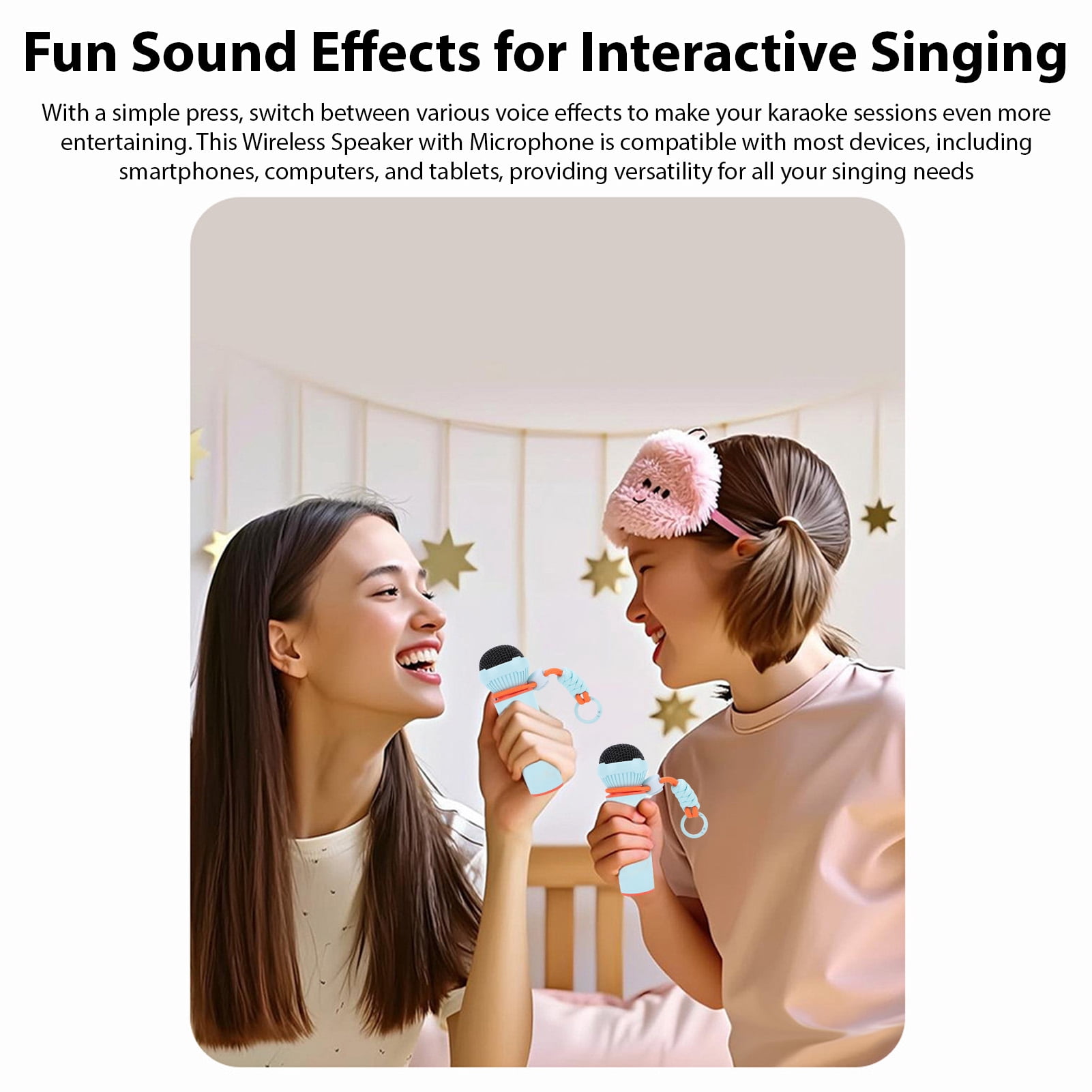 YAHHU Portable Karaoke Machine with 2 Wireless Microphones, Bluetooth Speaker System KTV Set for Home Party Kids Adults, Orange Dual Mic (9.84 inches/25 cm)