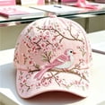 thumbnail image 2 of HuangHuanChen Womens Baseball Cap Floral Branch Bird Embroidery Cap Breathable Quick Dry Baseball Cap Lightweight Fashion Outdoor Sports Cap Summer Daily Travel Sun Hats for Women Pink One Size, 2 of 4