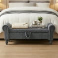 thumbnail image 3 of Modern Large Upholstered Storage Bench with Lift-Top Lid & Upgraded Soft-Close Mechanism, Corduroy Ottoman, Frame & Plywood Suitable for Bedroom, Entryway, Closet, Space-Saving Furniture, Grey, 3 of 8