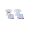 thumbnail image 4 of AceBaby Little Girls 4th of July Outfits 6M-4T Summer Ice Cream Embroidery Tops and Striped Shorts Set, 4 of 10
