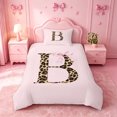 thumbnail image 2 of meiyoeat Pink Bowknot Monogram B Twin Duvet Cover,Cheetah Print Letter Art Twin Bedding For Girl,Pink Reversible,2pcs,1 Duvet Cover and 1 Pillowcase, 2 of 6