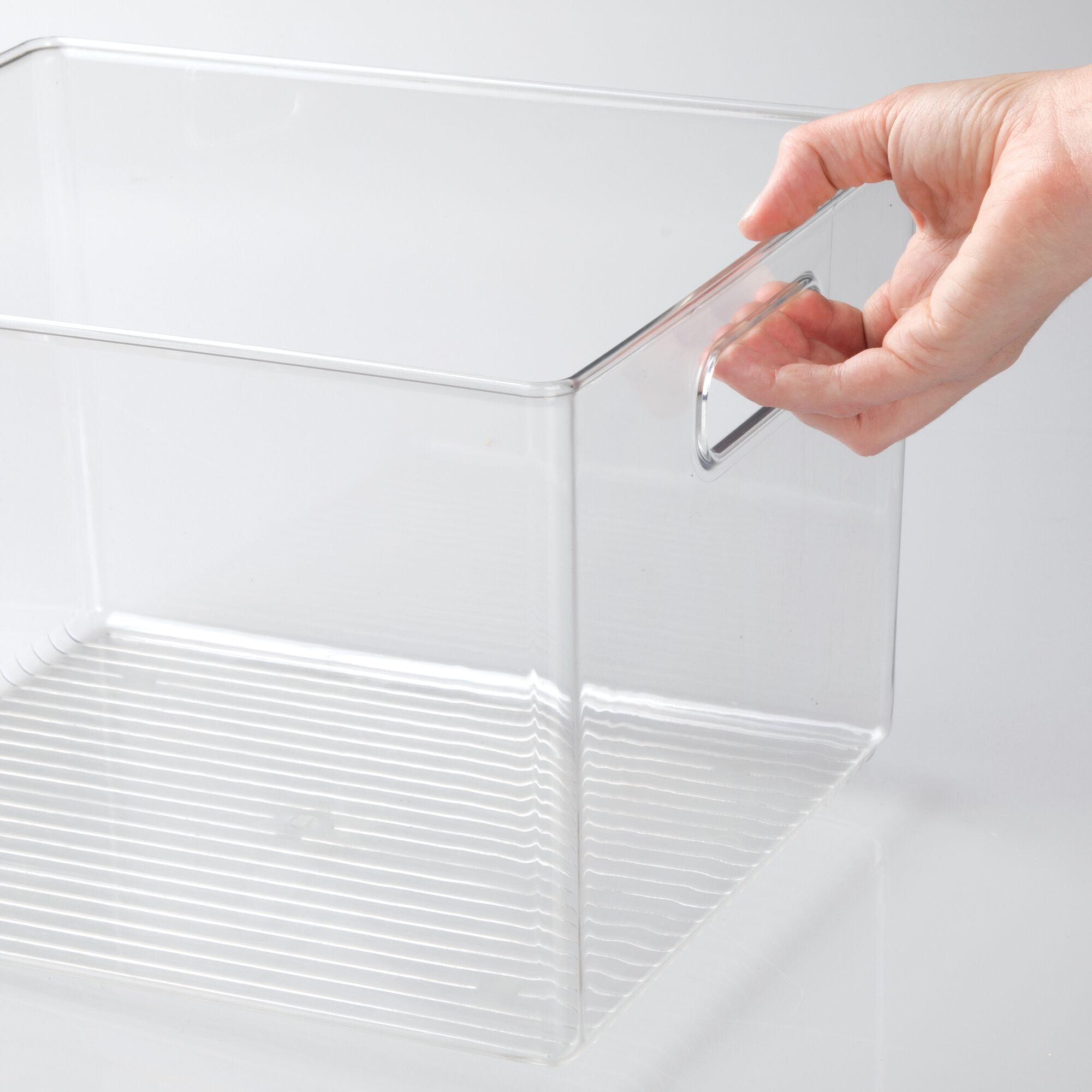 iDesign Large Cabinet Organizing Bin with Integrated Handles, Clear