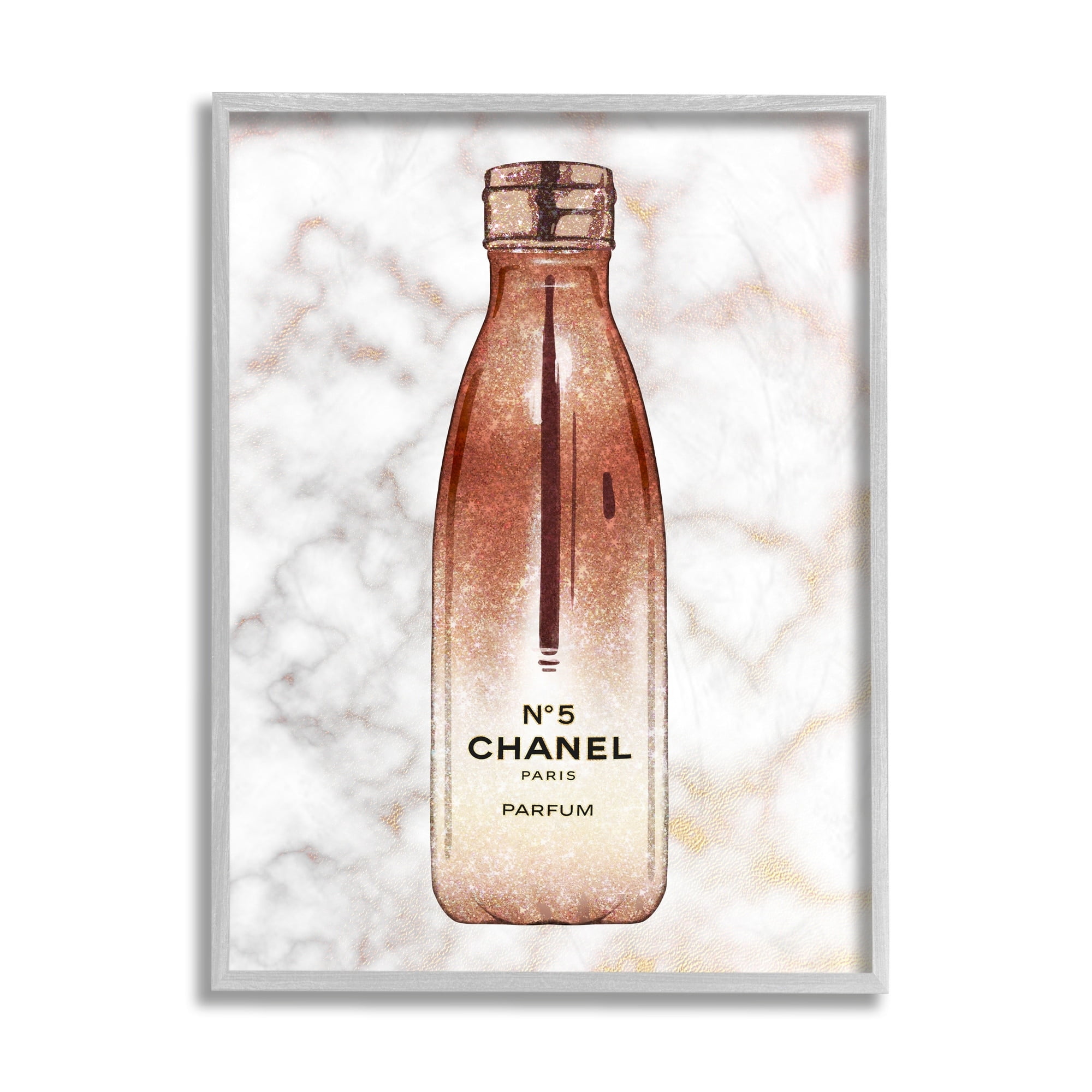 Stupell Industries Women's Fashion Water Bottle over Marble Black Framed, 16 x 20, Design by Ziwei Li