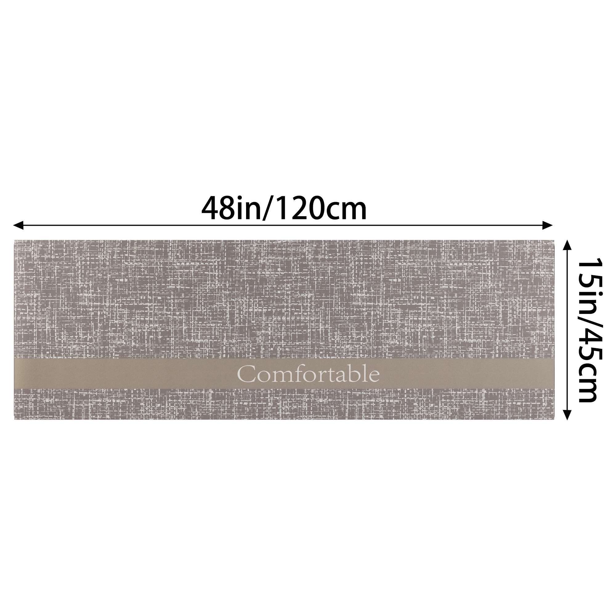 Unique Bargains Letter Pattern Kitchen Mat Waterproof Anti Slip Kitchen Rug Standing Mats Brown 18" x 48"