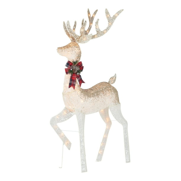 Holiday Time Lightup Outdoor Ombre Glitter Reindeer Decoration with