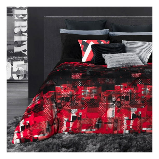 Edredón Premium Estampado Reverso Borrega King Size Jumbo Esquimal (Vertigo, 265x240cm)