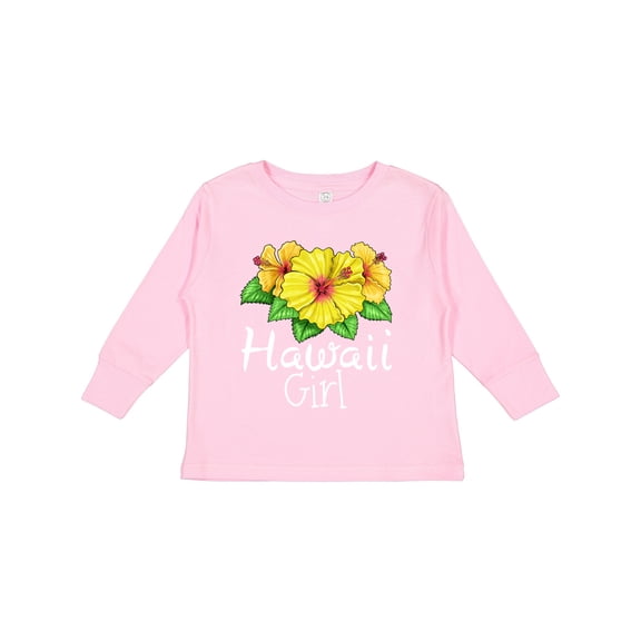 Inktastic Hawaii Girl Hibiscus Flowers Girls Long Sleeve Toddler T-Shirt
