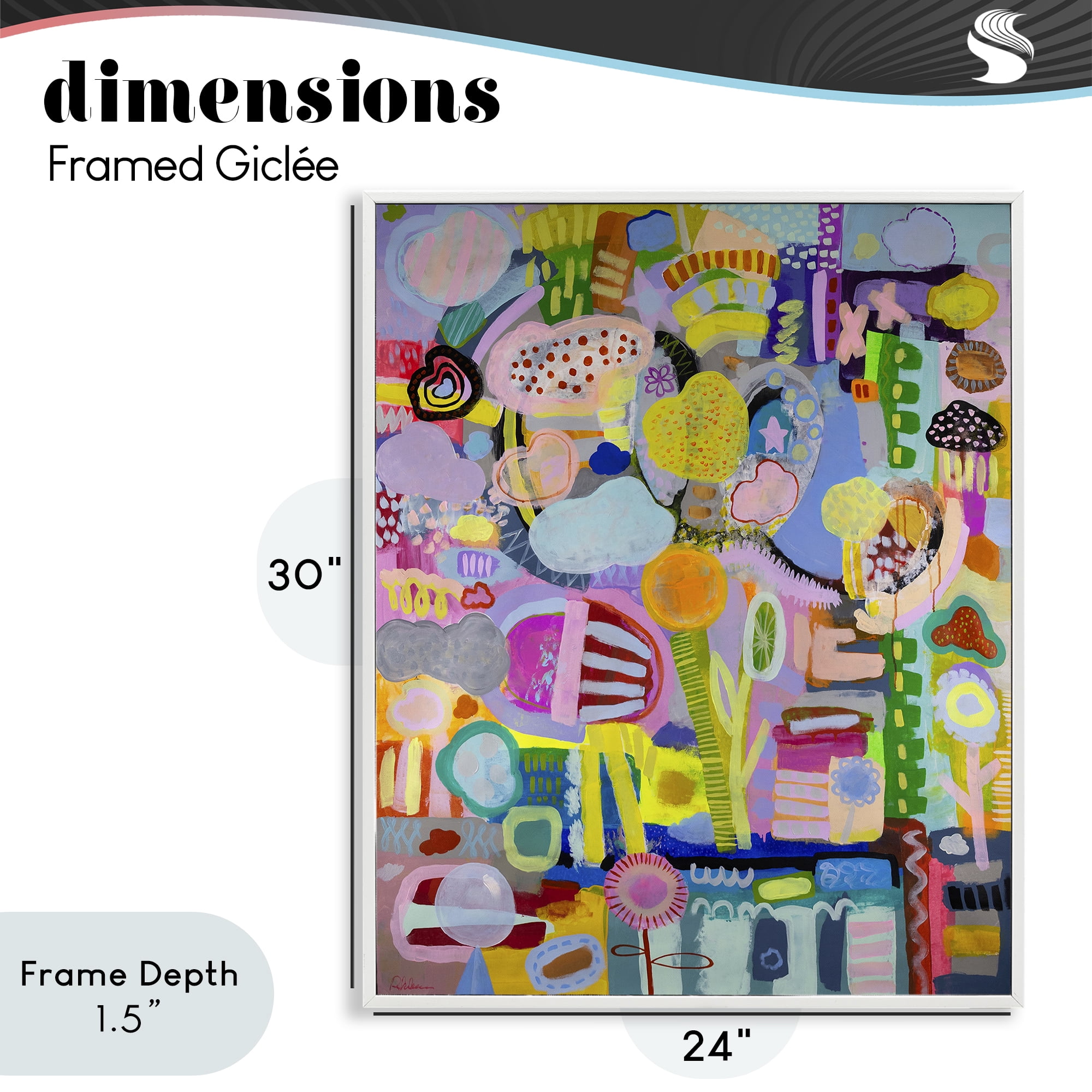 Stupell Industries Big Happy Whimsical Collage White Framed Giclee Art, design by Mary Robertson