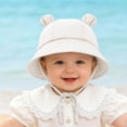 thumbnail image 4 of KPOPLK Baby Girl Wide Brim Bucket Hats with UPF 50+ Outdoor Adjustable Beach Hat with Sun Hat(3-12 Months,White), 4 of 7