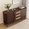 thumbnail image 2 of HMSHA Sideboard,Rattan Dresser,Cabinet with Sliding Doors,Adjustable Shelves,and Rounded Top, 2 of 12