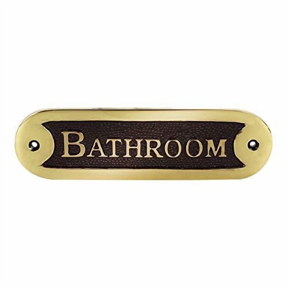 A29 Bathroom Sign for Door - 6 1/4 x 1 3/4 Inches - Blackened Brass Finish Toilet Door Signs for Homes Offices Shops Cafes Stores, Easy DIY Installation for Indoors and Outdoors Restroom Sign