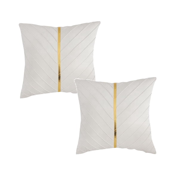 2Pcs Luxurious Velvet Throw Pillow Cover 45X45Cm With Gold Leather For Sofa Bed And Living Room Pillow Case