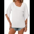 thumbnail image 2 of Blusas Informales Elegantes para Mujer, Blusas Asimétricas de Cuello en V para Trabajo, Camisas de Verano con Mangas con Volantes. L, 2 of 7