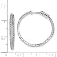 thumbnail image 3 of Auriga Fine Jewelry 925 Sterling Silver 80 Stone 1.25mm CZ In/Out Hinged Hoop Earrings for Women, 3 of 6