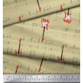 thumbnail image 2 of Soimoi Beige Modal Satin Fabric Notes & Guitar Musical Instrument Print Fabric by Yard 42 Inch Wide, 2 of 5