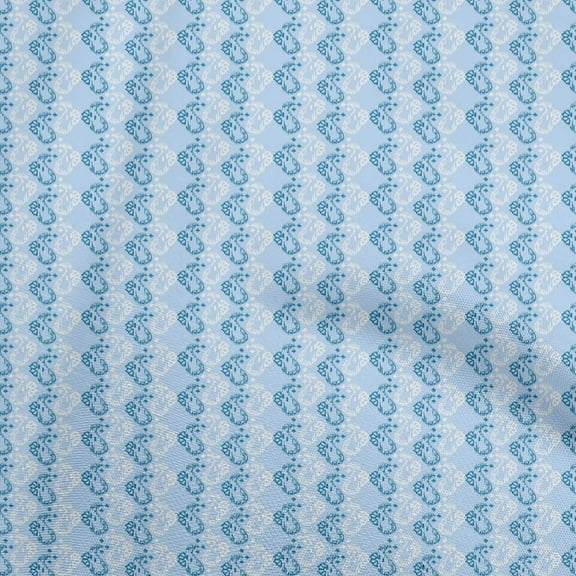 oneOone Polyester Lycra Turquoise Blue Fabric Asian Ikat Craft Projects Decor Fabric Printed By The Yard 56 Inch Wide