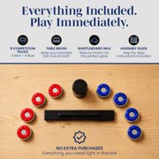 Hathaway Excalibur 9 ft Shuffleboard Table for Family Recreation Rooms - Poly-Coated Playfield, Solid X-Pattern Base - 8 Weighted Pucks, Dual Abacus Scorers, Table Brush, Wax - Driftwood Finish