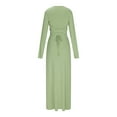 thumbnail image 3 of Womens Ribbed Long Sleeve Bodycon Maxi Dresses Scoop Neck Casual Soft Stretch Fall Spring Long Dress Solid Color (Large, Green), 3 of 4