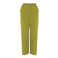 thumbnail image 5 of Prolriy Pants for Women, Women's Spring/Summer Breasted Cotton/Linen Loose Casual Pants Women's Pants Green XXL, 5 of 9