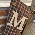 thumbnail image 3 of Vintage Christmas 2 Plaid Quilted Christmas Stocking With Personalized Letter Charm, 3 of 7