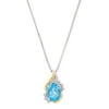 Brilliance Fine Jewelry Blue Topaz and Diamond Accent Pendant Necklace in Sterling Silver with 10kt Yellow Gold, 18"