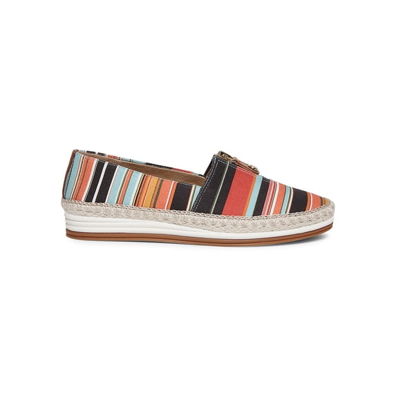 ANNE KLEIN Womens Orange Striped 0.5" Heel Zipper Accent Comfort Jax Round Toe Wedge Slip On Espadrille Shoes 8 M