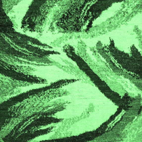 Ahgly Company Indoor Square Abstract Emerald Green Modern Area Rugs, 4' Square