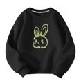 thumbnail image 2 of Cute Sweatshirts for Boys Girls Animal Bunny Print Cotton Round Neck Easter Tops Unisex Child Fall Winter Clothing (9-10 Years, Black), 2 of 4