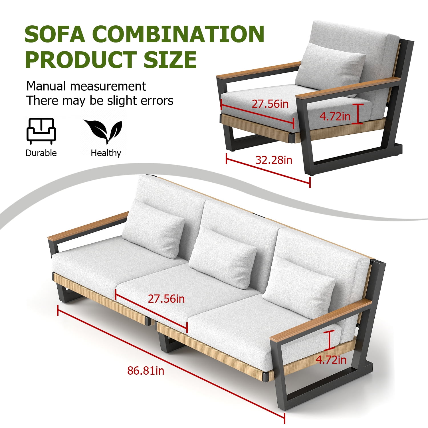 Aluminum Outdoor Patio Furniture Set 5 Seat, Patio Conversation Set with Durable Mesh Rope Weaving, Wide Armrests and Seats, Metal Sofa Set for Patio Yellow