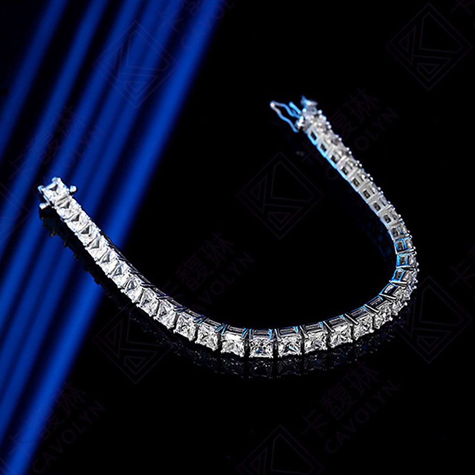18K Yellow Gold Plated 5MM Cubic Zirconia Emerald Cut Classic Graduation Tennis Bracelet for Women Men Girls 7.0 inch