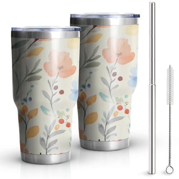 30oz Pioneer Flower Tumblers Stainless Steel Tumbler with Lid and Straw,Vacuum Insulated Double Wall Travel Tumbler Cups Mug with Cleaning Brush for Coffee,Tea