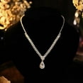 thumbnail image 3 of ruhuadgb Necklace Earrings,phoe 1 Set Bridal Necklace Earrings Jewelry Set for Wedding Silver, 3 of 8
