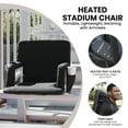 thumbnail image 6 of Emma + Oliver Black Portable Heated Reclining Stadium Chair with Armrests, Heated Padded Back & Heated Seat with Dual Storage Pockets and Backpack Straps, 6 of 15