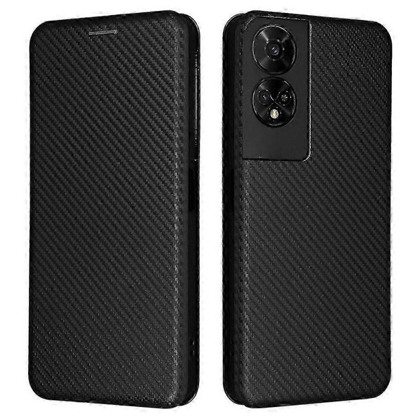 For TCL 50 5G Leather Case Carbon Fiber Texture Stand Magnetic Closing Phone Cover