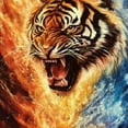 thumbnail image 6 of BCIIG Tiger Fire Painting Round Tablecloth Stain Resistant Washable for Indoor Outdoor Kitchen Dining Wedding Parties 100% Polyester Fiber Home Decoration 42"-46, 6 of 8