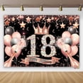 thumbnail image 3 of Fondo para fiesta de cumpleaños número 18 con globos con purpurina dorada y negra para niños y niñas de 18 años para fondos de fotografía, 3 of 5