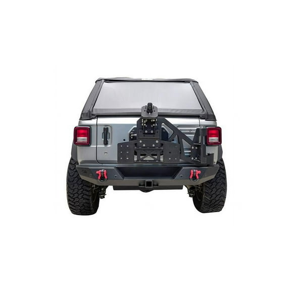 Fits 2019-2023 Jeep Wrangler JL Paramount Automotive Spare Tire Carrier 81-21501 Rear Bumper; 40 Inch Max Tire; Powder Coated Black; Steel; Requires Bumper