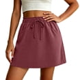 thumbnail image 4 of Soft Sweat Skirts for Women A Line Elastic Summer Drawstring Short Golf Casual Skirt with Pockets Women's Solid Color Workout Mini Skirt, 4 of 7