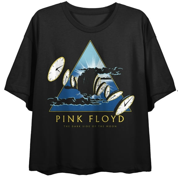 Pink Floyd Melting Clocks Women's Black Crop Tee-Small