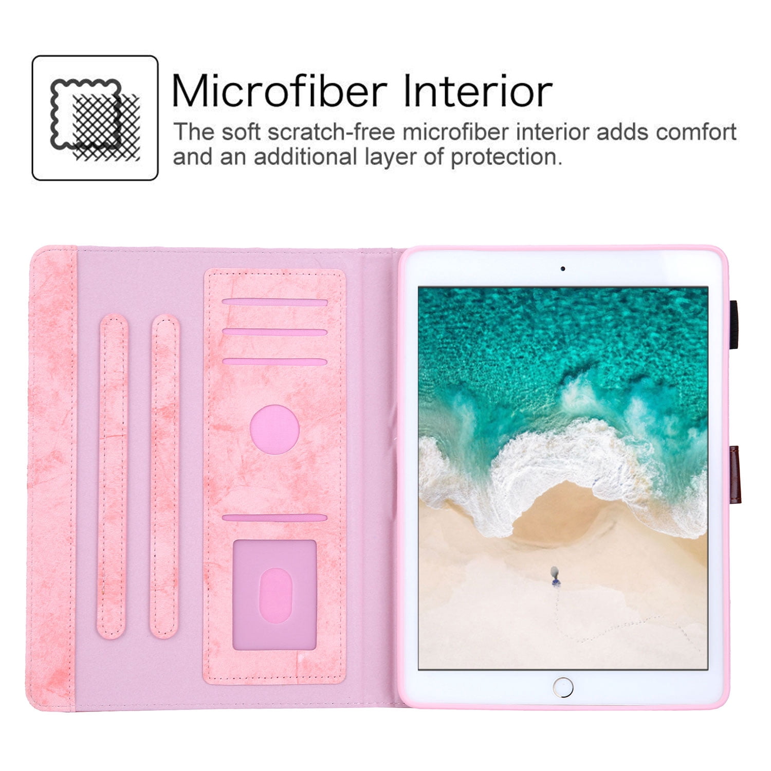 Allytech iPad 8th Gen 2020 Case 10.2 Inch, iPad 7th Gen 2019 Case, PU Leather Slim Fit Multi Angle Stand Smart Cover Auto Sleep Wake Shockproof Folio Flip Pencil Holder Case for Apple iPad 10.2",Pink