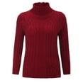 thumbnail image 2 of Baqcunre Sweaters For Women Women'S Regular Turtleneck Long Sleeved Knitted Sweater Sweatshirt For Women Fall Clothes For Women 2023 Red XL, 2 of 7