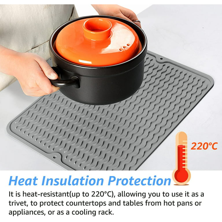 Silicone Dish Drying Mat Countertop Drainer Mat Non-slip Heat Resistance  Dry Mat Fridge Drawer Liner Kitchen Accessories