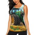 thumbnail image 1 of Balery Green Tractor Field Camiseta sin mangas estampada ligera para mujer, tops de entrenamiento sin mangas, camisetas de yoga transpirables de secado rápido.-Medium, 1 of 7