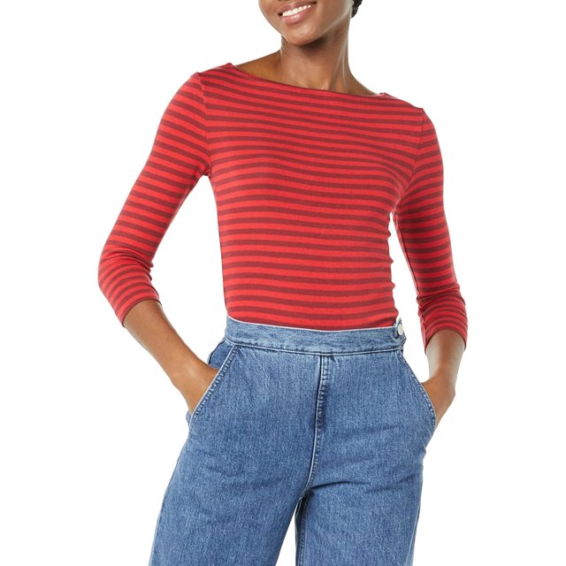 walmart Essentials Womens 3/4 Sleeve Boatneck T-Shirt